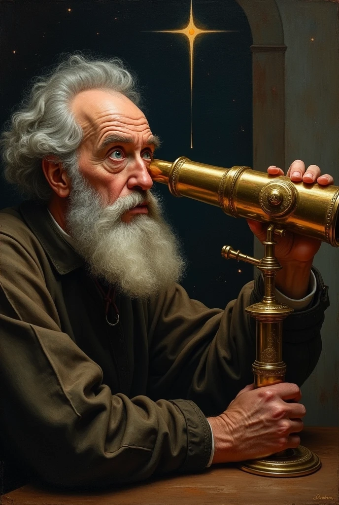 (GALILEO WITH A TELESCOPE)
Galileo: Marvelous! I discovered that light travels at a finite speed