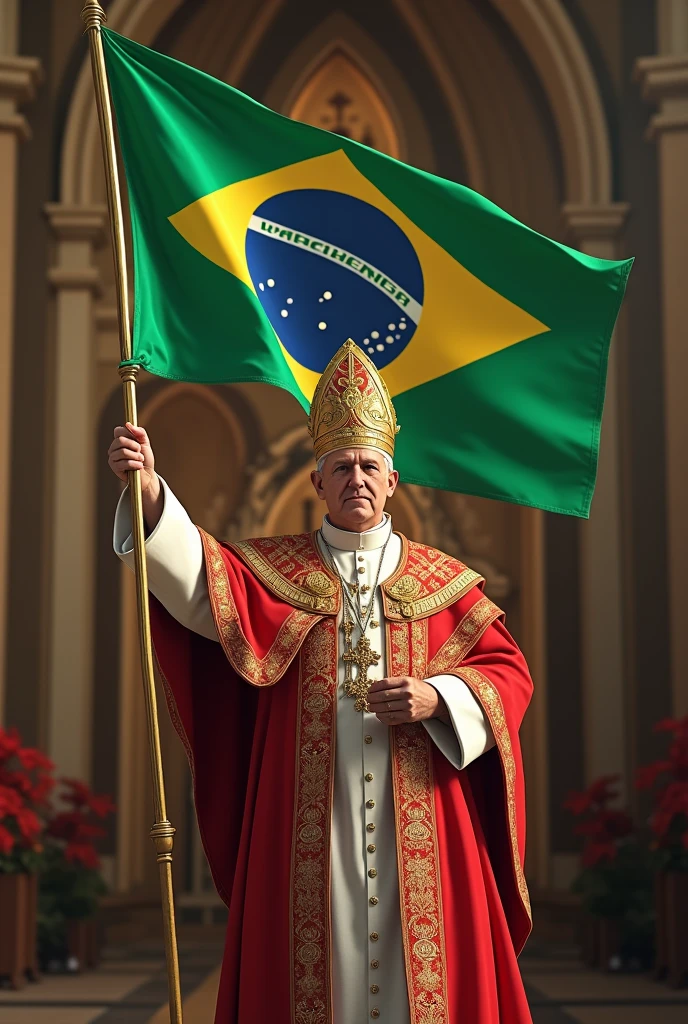 Pope holding the flag of Fluminense football club