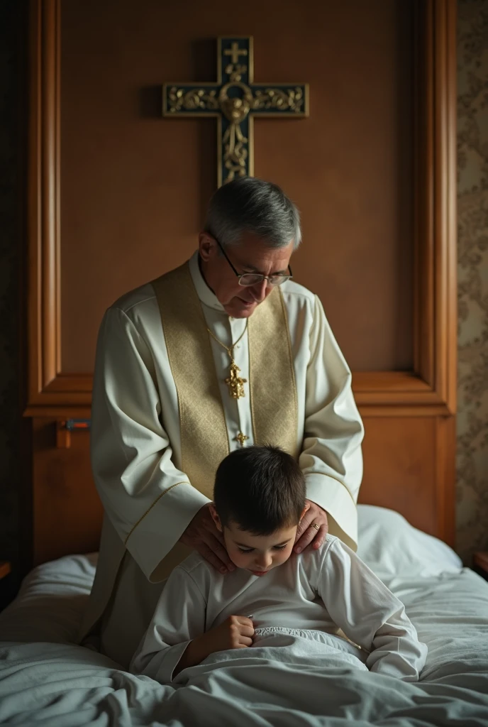 Priest in bed abusing altar boy