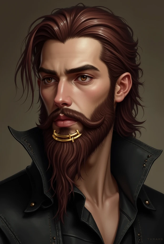 Hizdahr is tall young and thin, has flawless amber skin. His hair was reddish-black His face was long and his beard was held in place with gold rings