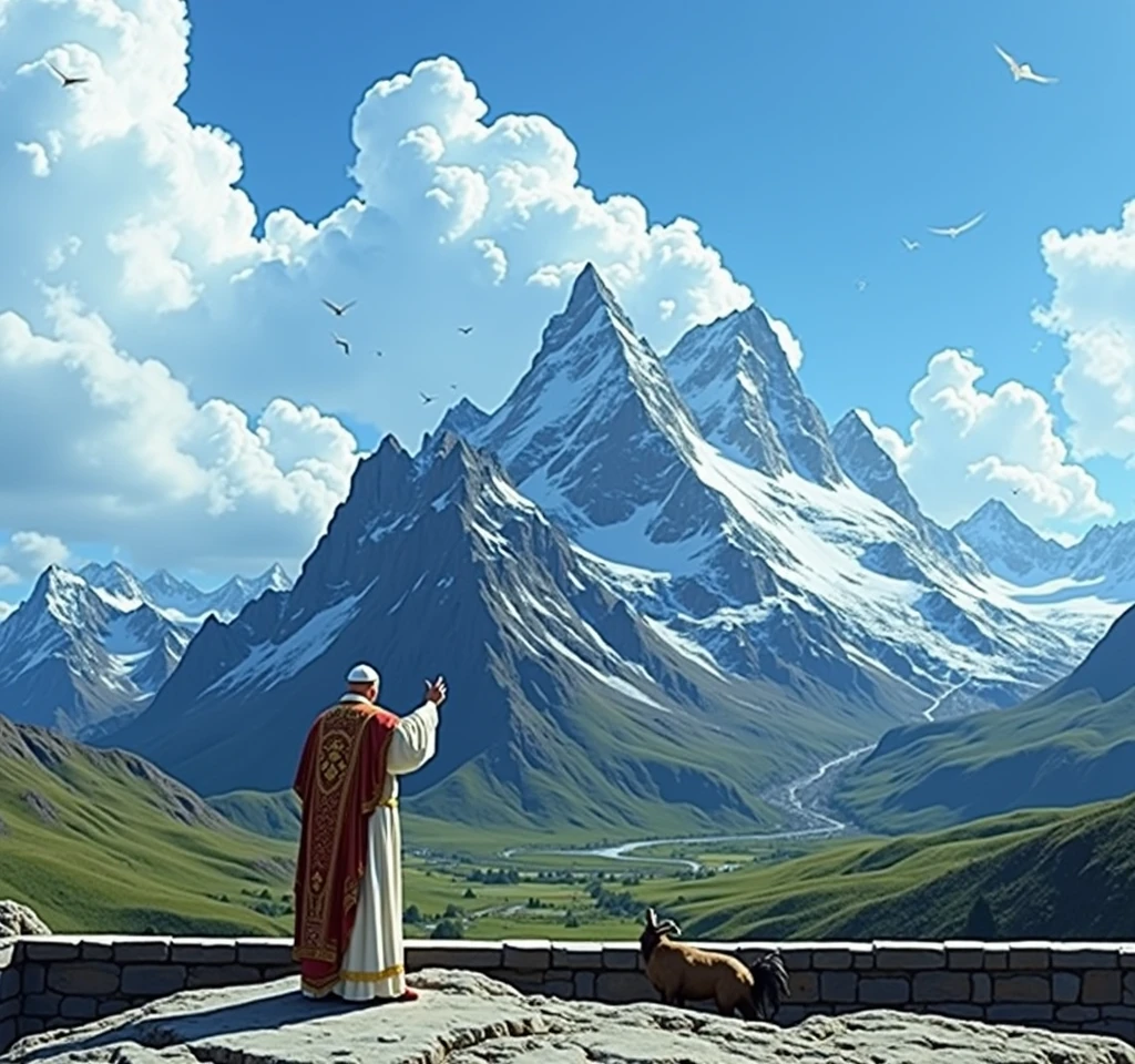 Mountain range with Pope blessing