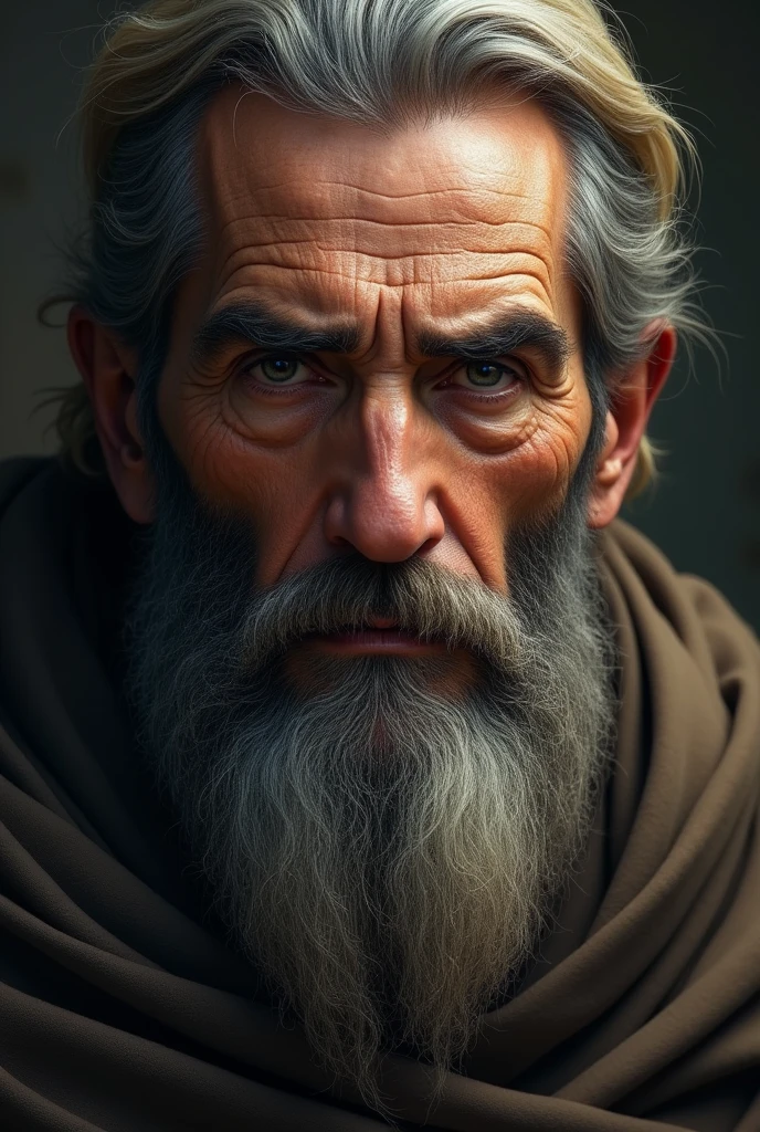 FACE OF A VERY SERIOUS ANGRY JEWISH PROPHET OLD TESTAMENT.