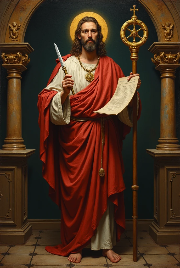 Apostle Saint Matthew with the Symbol of accounting the caduceus.