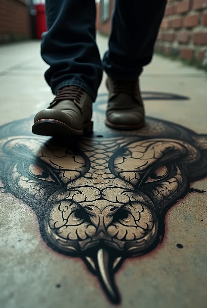 stepping on the snake&#39;s head tattoo decal 
