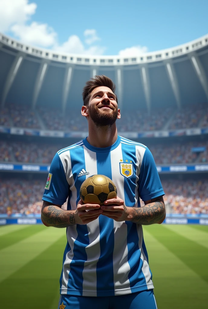 Make an image of Messi being elected the best player of Cruzeiro at Mineirão