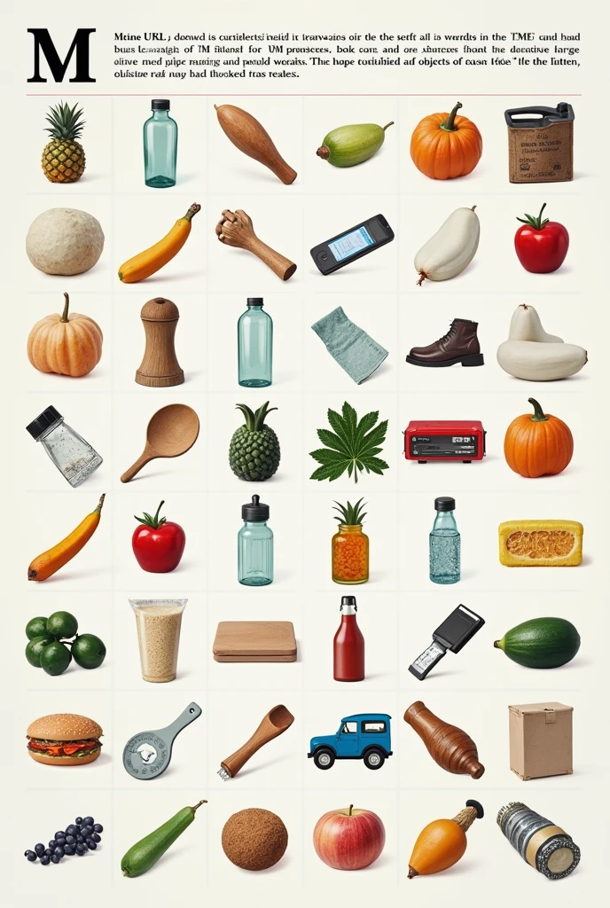 Simple Objective Test:
Task: You receive a sheet with pictures of different objects. You must identify and mark only those objects that begin with the letter "M".