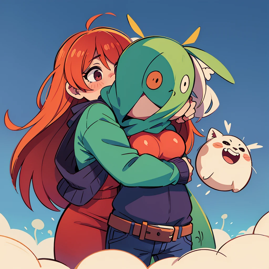 Illustration of a hugging couple