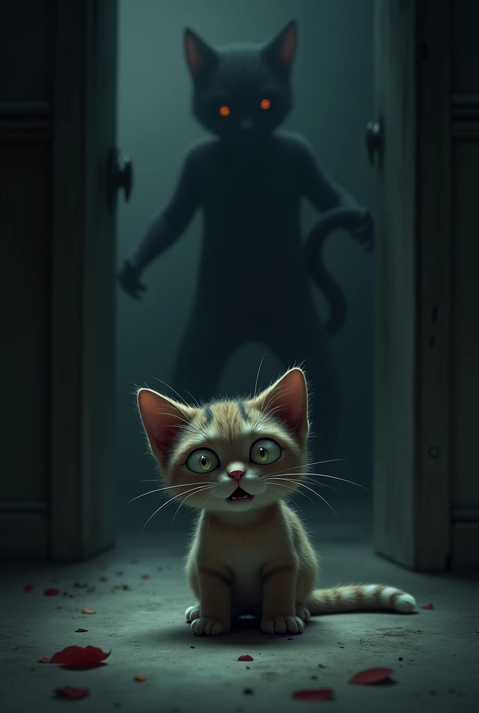The scared cat doesn&#39;t know what to do 