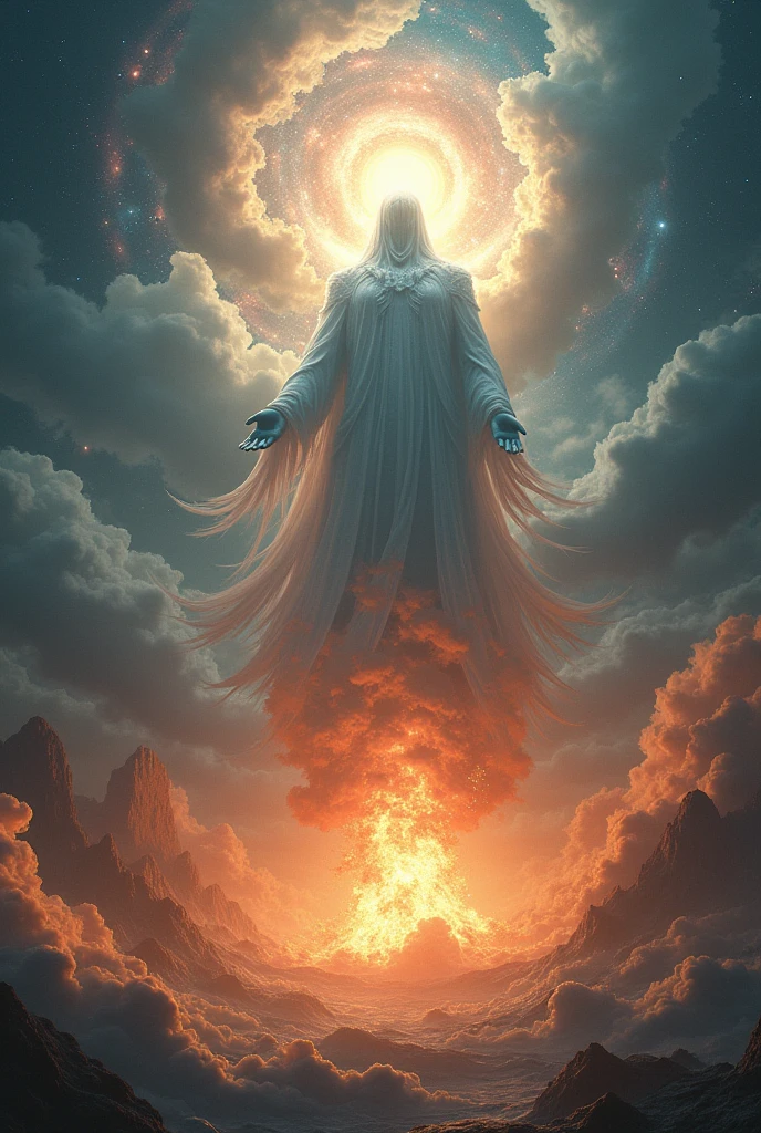 Make an image of a world exploding while there is an entity with references to God of the apocalypse floating in the universe
