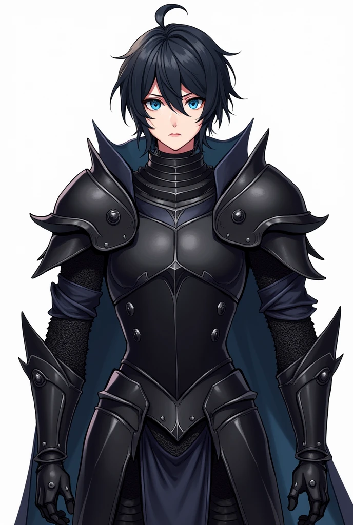 Char set, sprite, knight in black metal armor. blue colored eyes, Caucasian skin, Bblack hair, high qualiy, white background 