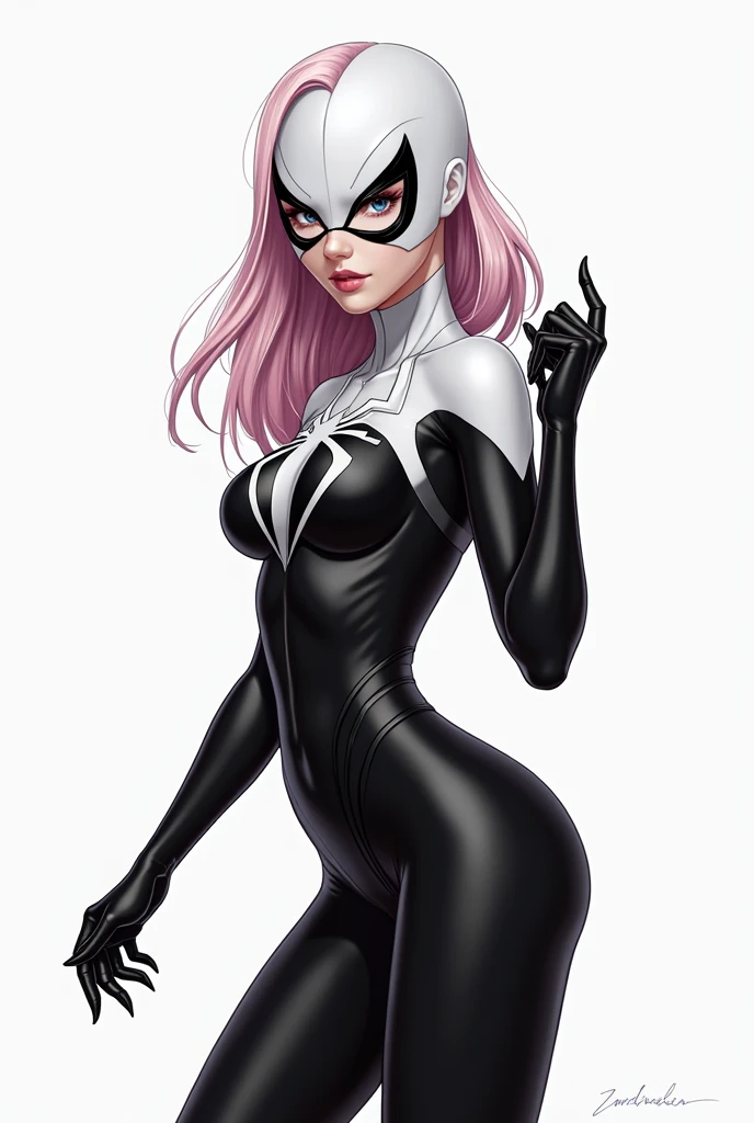 Anime - Stylistic illustration of a woman in black and white clothes,com a buceta marcando na roupa SpiderGwen, spider - gwen, SpiderGwen, Gwen Stacy, 极其详细的Artgerm, style artgerm, highly detailed exquisite fanart, ( ( spider-woman ) ), Ilya Kuvshinov e Artgerm, no style artgerm, style artgerm,(camel-toe, Vulvar shape:1.2)