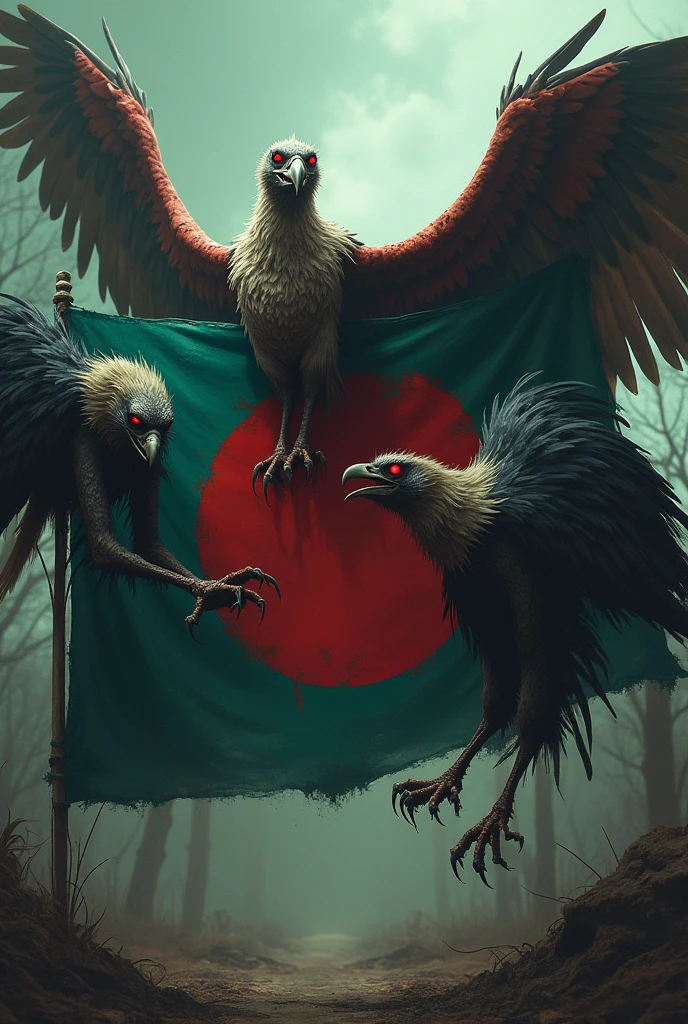 American flaged zombie Vulture birds attacking on bangladeshi flag 🇧🇩