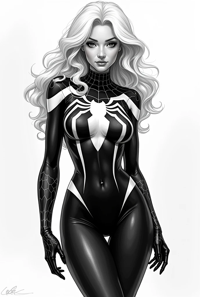 Anime - Stylistic illustration of a woman in black and white clothes, SpiderGwen, spider - gwen, SpiderGwen, Gwen Stacy, 极其详细的Artgerm, style artgerm, highly detailed exquisite fanart, ( ( spider-woman ) ), Ilya Kuvshinov e Artgerm, no style artgerm, style artgerm,(camel-toe, Vulvar shape:1.2)naked
