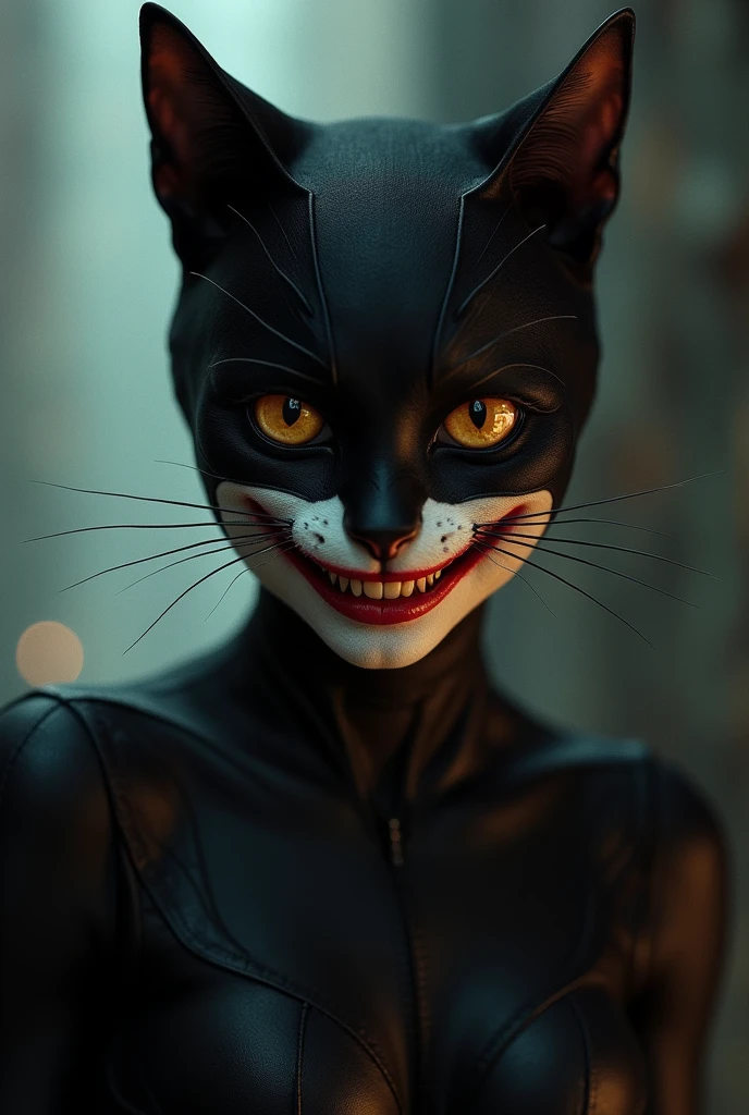 Catwoman, creepy smile, cat features