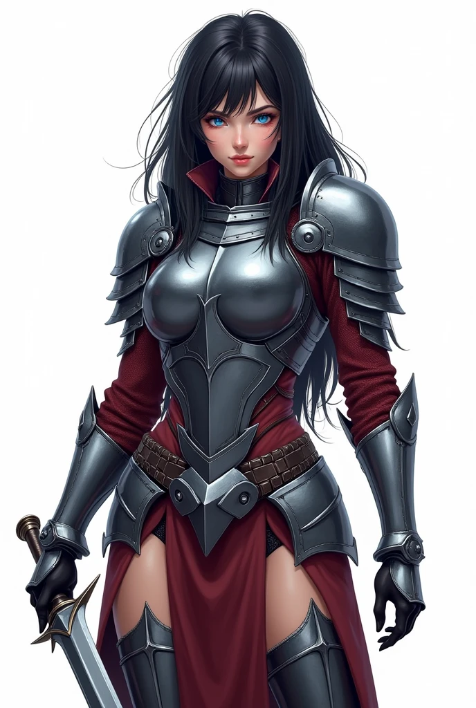 Char set, sprite, knight in black metal armor. blue colored eyes, Caucasian skin, Bblack hair, high qualiy, white background , Woman, age 26 ,big fit ass, Front side and back, peitos big fit asss