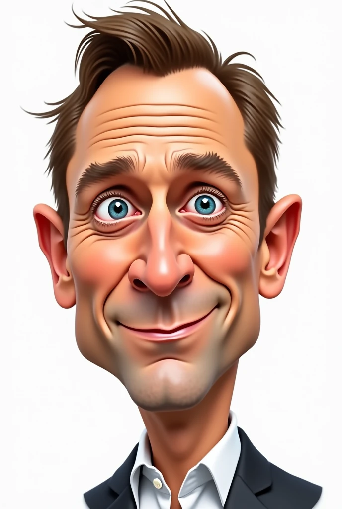 a medium shot of Daniel Craig's face caricatured, 2d, white background