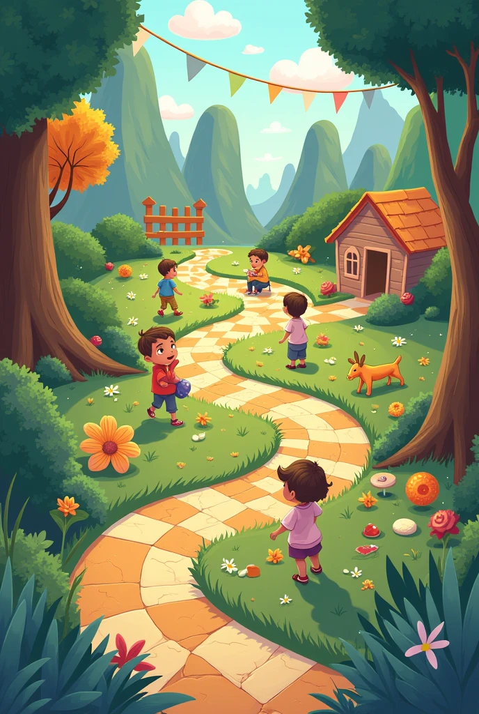 I need you to create a board game, about pieget, and the 4 stages of childhood, same photo getting the kids out of the way