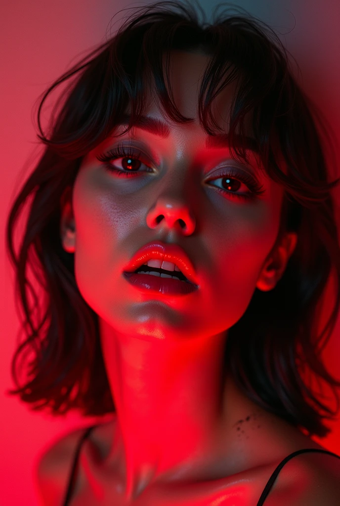 a young beautiful 1 girl, hyper realistic, highly detailed face, beautiful detailed eyes, beautiful detailed lips, flawless shiny skin, heavy e-girl style makeup, revealing outfit, posed provocatively, studio lighting, cinematic composition, vibrant colors, photorealistic, masterpiece, 8k, best quality, ultra-detailed