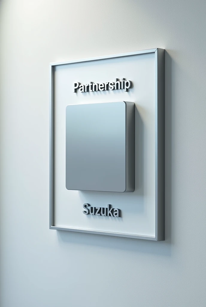 Create a Partnership Chrome board to post partnerships,with a square in the middle above the square written Partnership and below written Suzuka in silver Called 