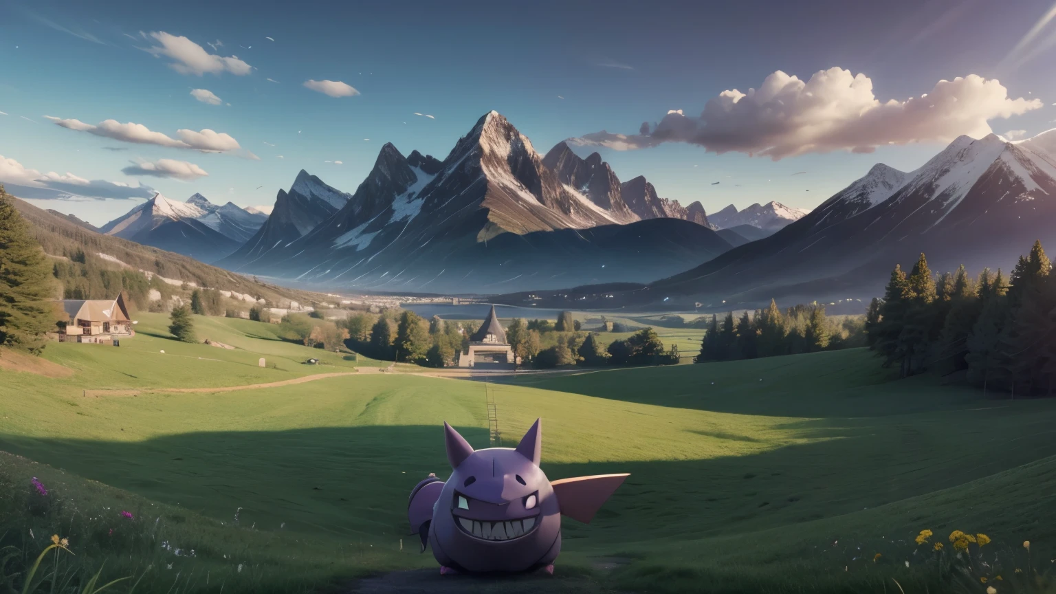 lofi landscape with pokemon gengar - lofi version of