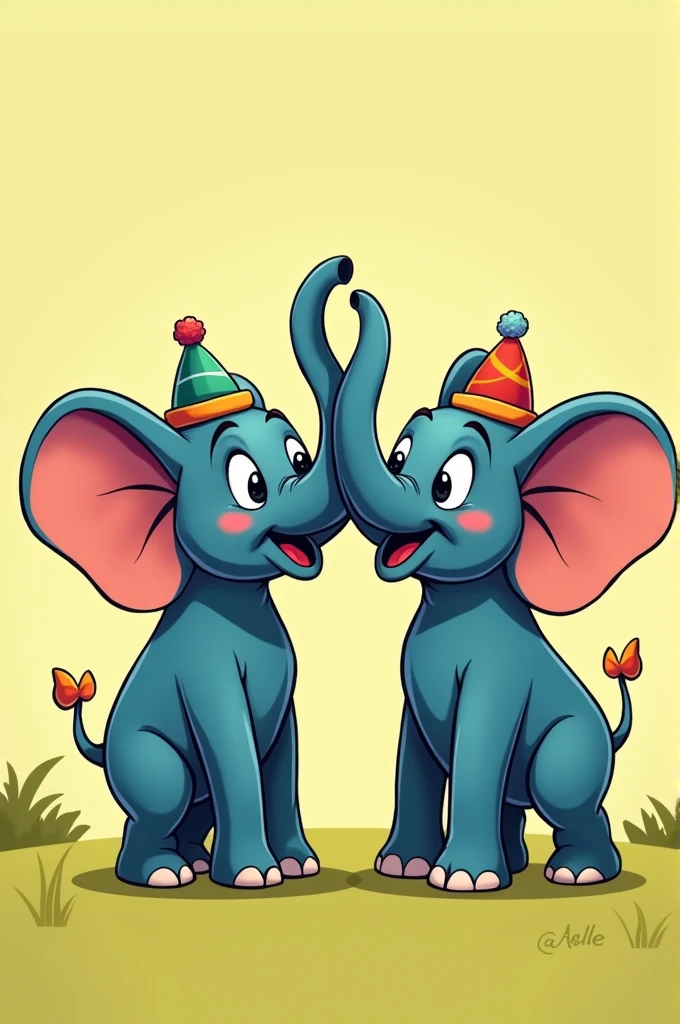 Couple of comic-style elephants