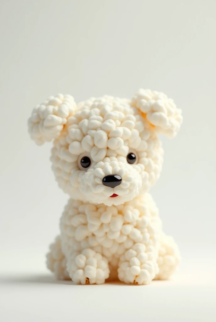 create a white dog using a single popcorn without butter