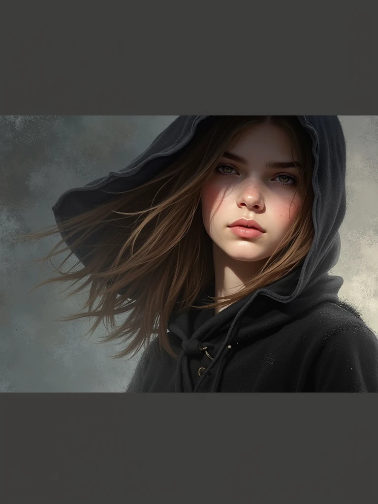 brunette hooded