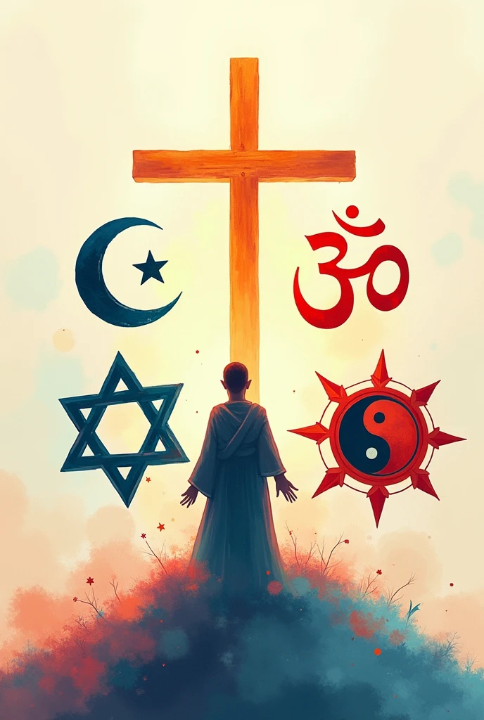 Illustration with different symbols of different religions