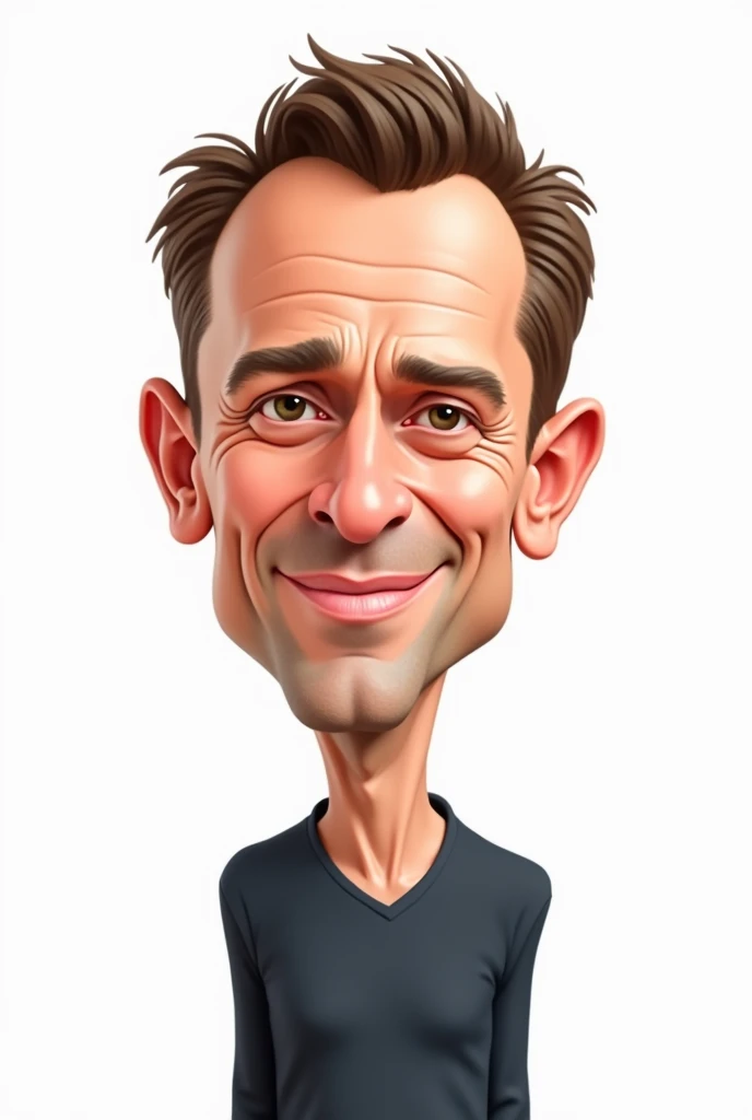 a medium shot of Daniel Craig's half body caricatured, 2d, white background