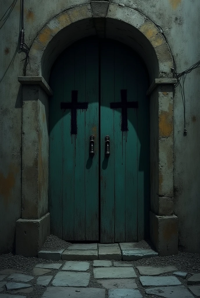 doors marked with crosses, indicating that the Black Death had reached that house.