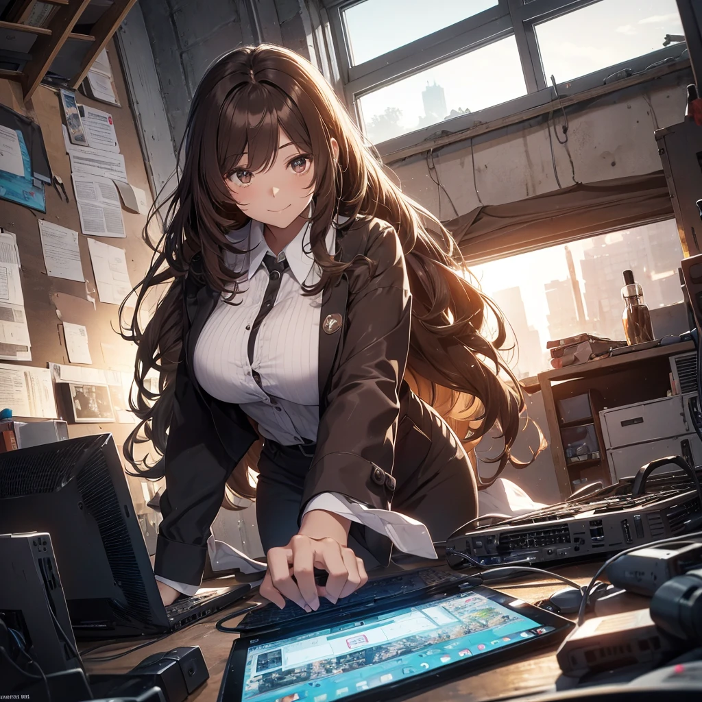 The heat doesn't change even after the sun goes down... I tried to revive a junk PC for the first time in a while, but it didn't work this time. There are days like this...pantyshot, long brown hair, office lady, 1girl, amazing, girl, 30 years old, house wiife, warm smile, hourglass figure,