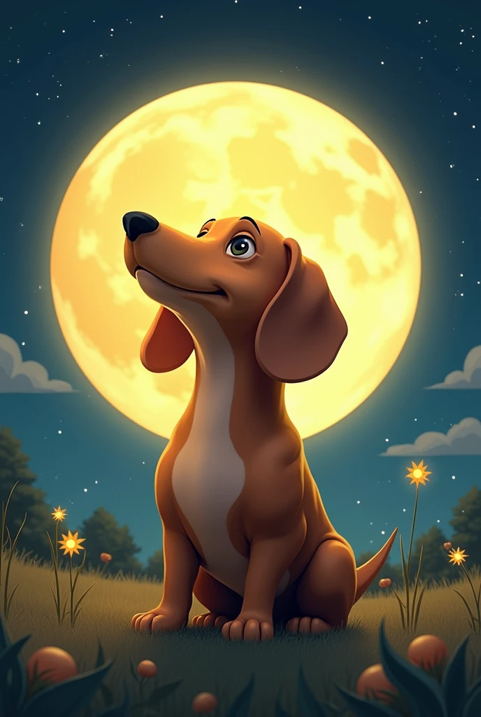 the dachshund next to the moon