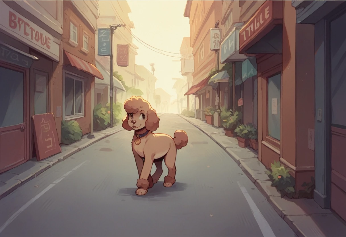 pet dog poodle animal walking on the street