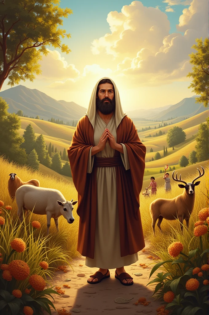 It generates an image of a Jewish believer in God being enriched by God with animals, harvests and many children