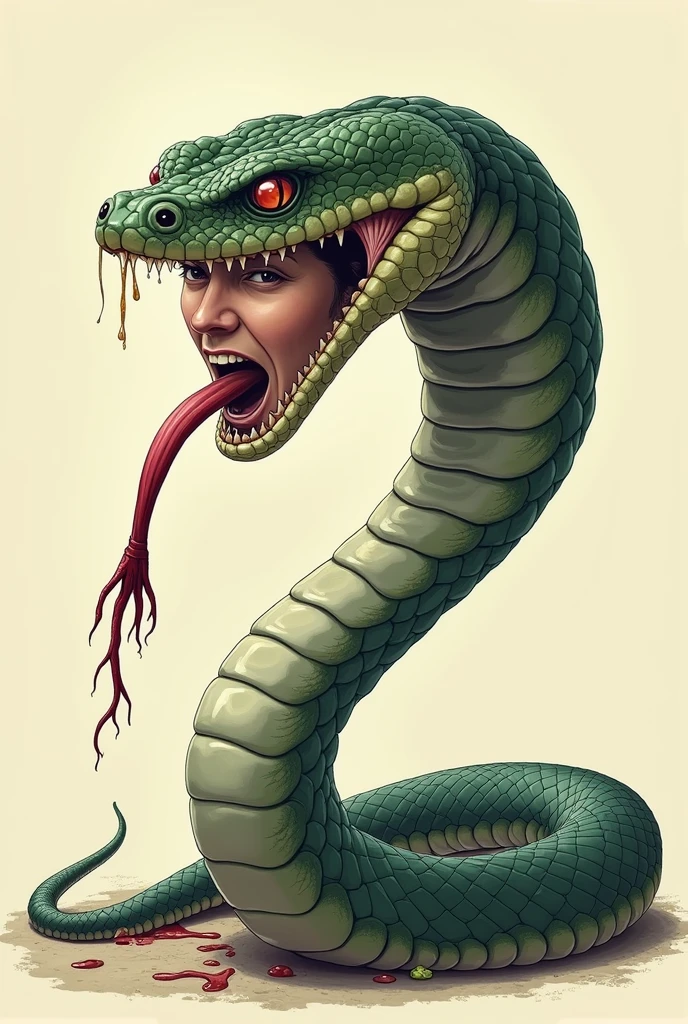 A snake spitting venom with my face that looks like a meme