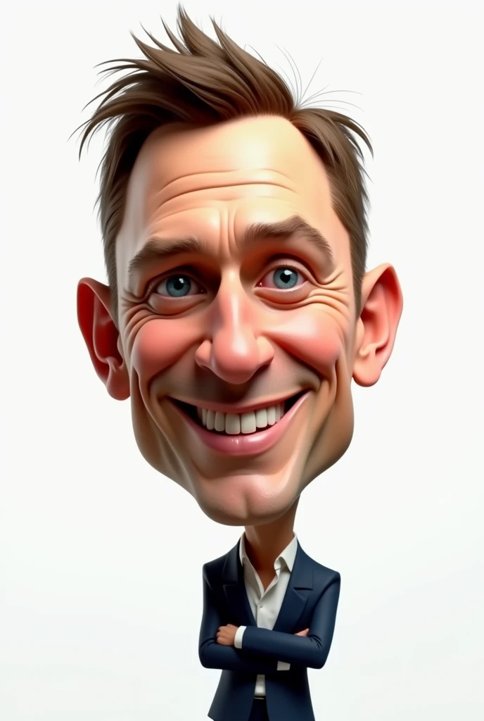 a long shot of Daniel Craig's face caricatured, 3d, white background