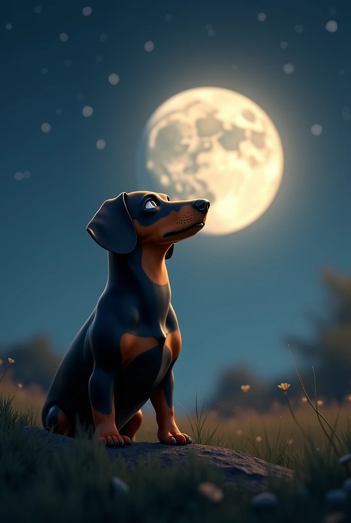 the dachshund next to the moon in real life

