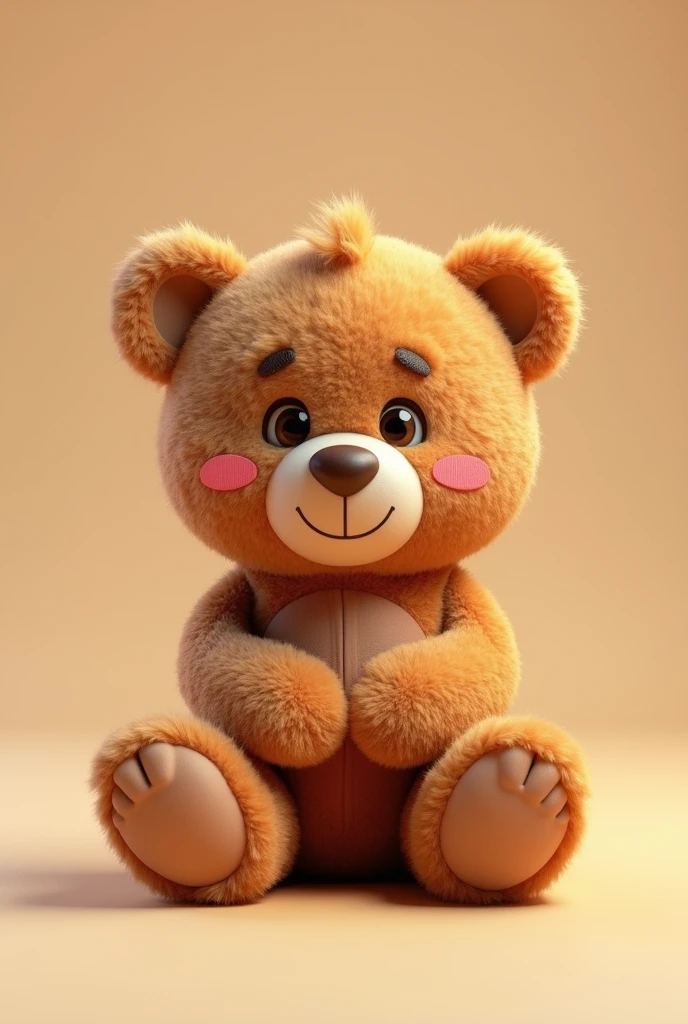 Very cute pixar 3d teddy bear sitting with both hands between his legs
