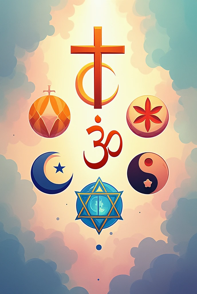 Illustration with different symbols of different religions