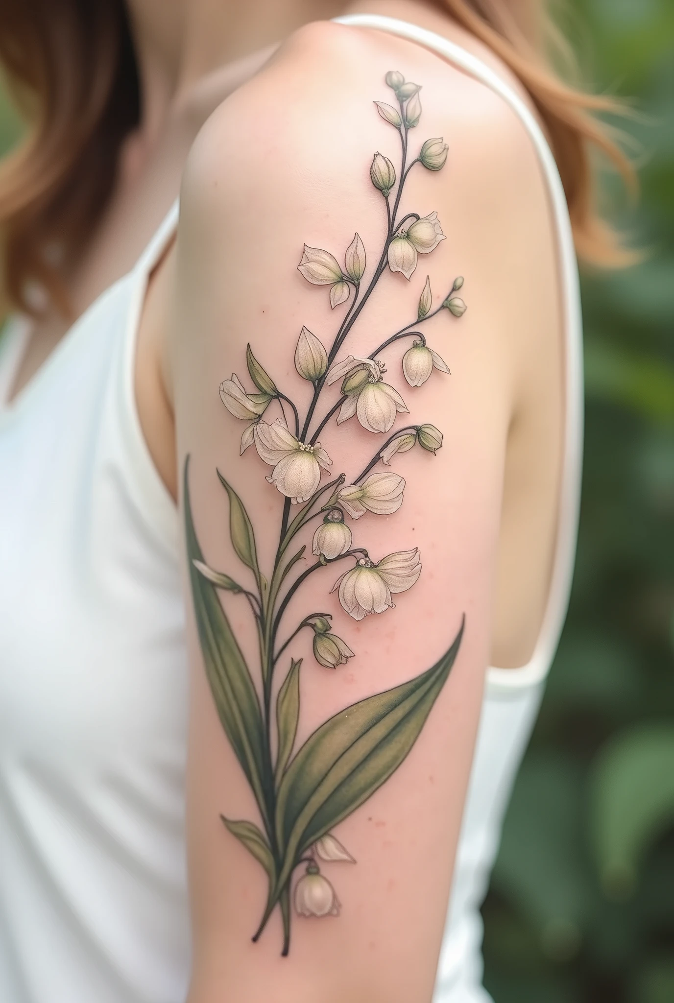 Tattoo flowers "lily of the valley" and snowdrop