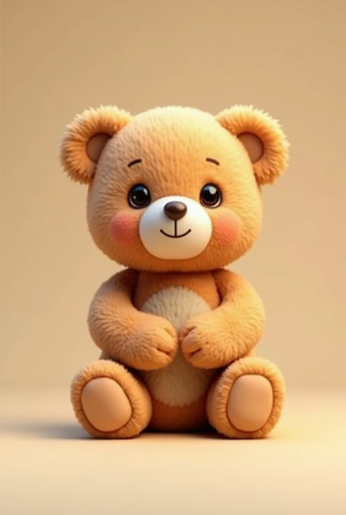 Very cute 3d teddy bear sitting with both hands between his legs