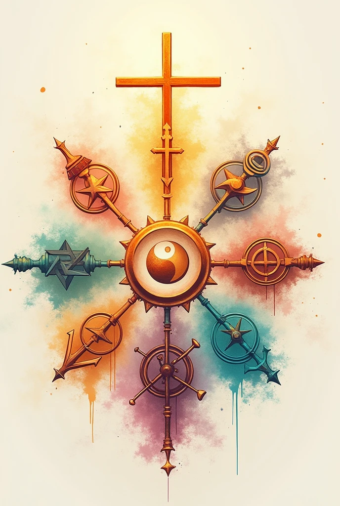 Illustration with different symbols of different religions