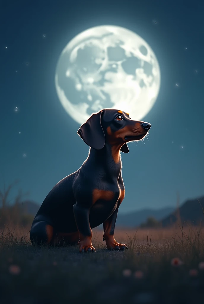 the dachshund next to the moon in real life


