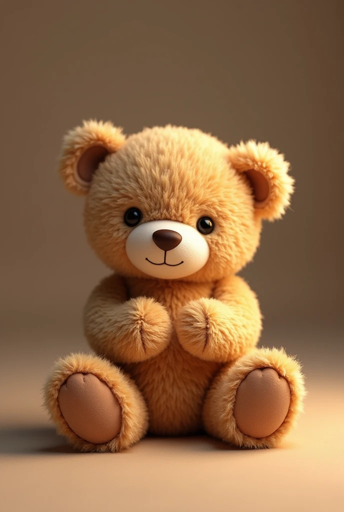 Very cute teddy bear sitting with both hands between his legs