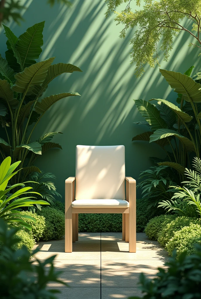 Young lush flat frontal chair outside spread