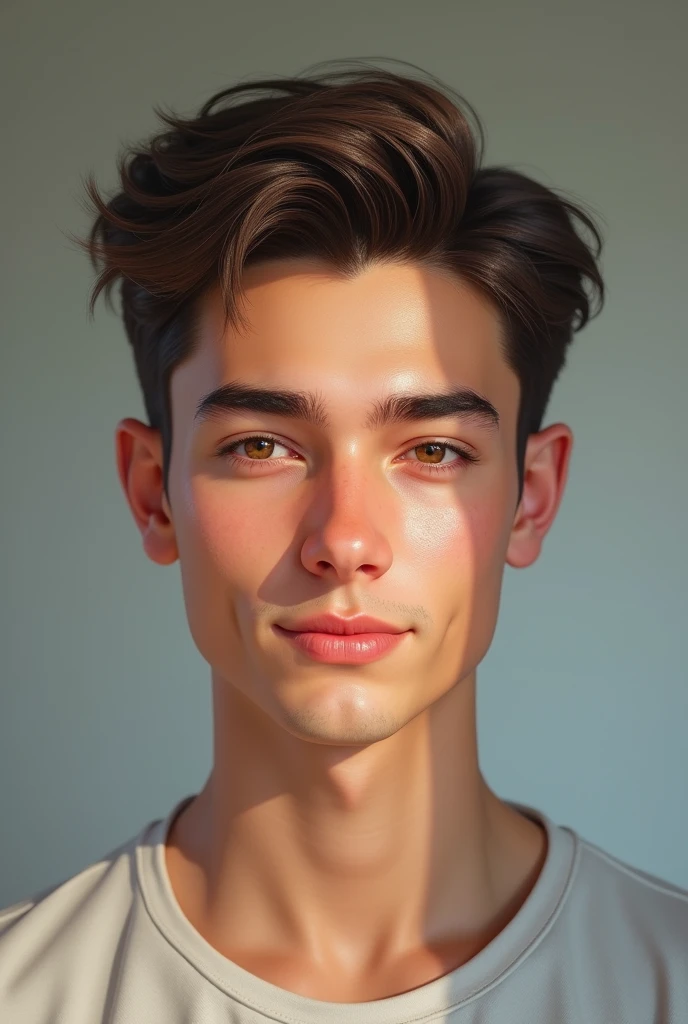 20 years old handsome guy selfie realistic and normal fade out haircut