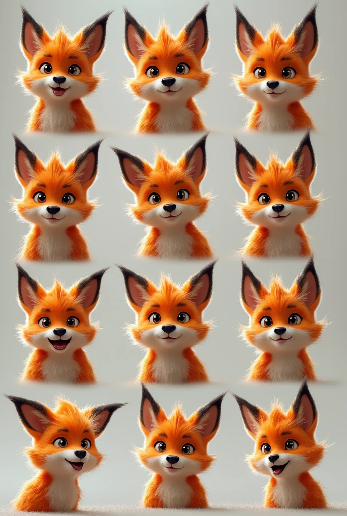 Create a furry avatar with 17 different expressions