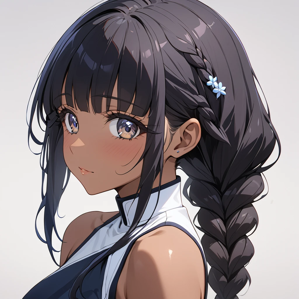 ((Highest quality)), ((masterpiece)), (detailed), (Perfect Face)、The woman is Reika Aoki, a black woman with dark skin, medium-long hair, which she braids into small braids and wears slicked back.