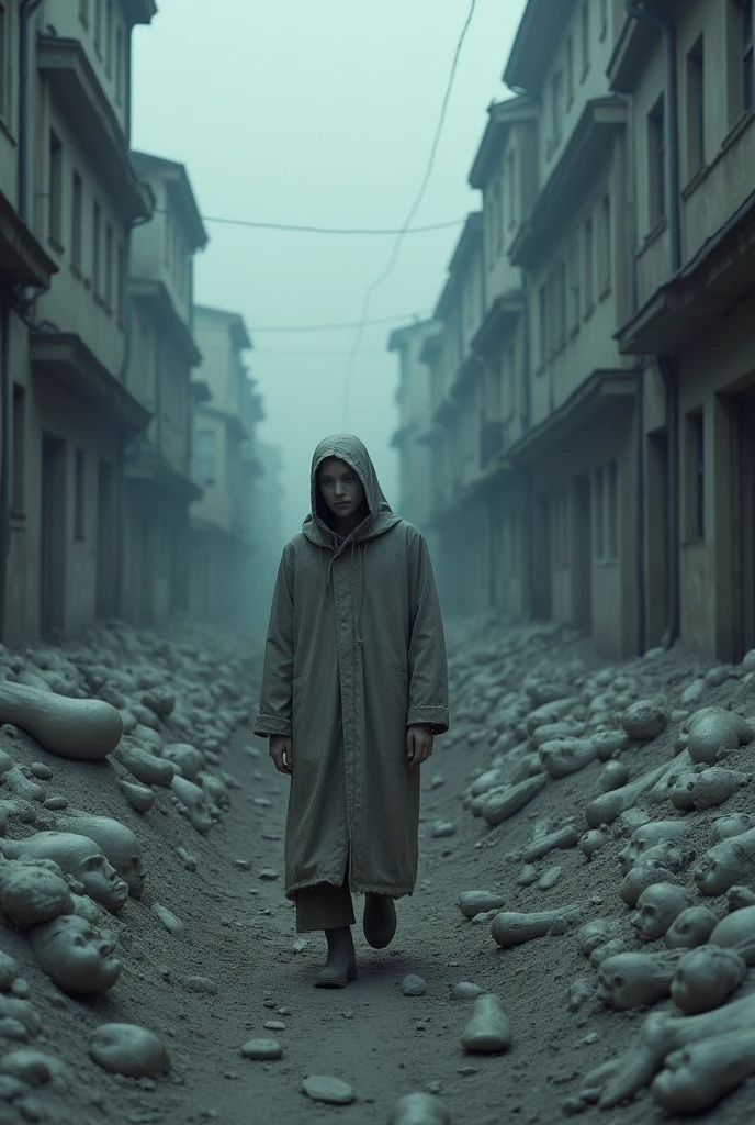 Visual: Slow pans of the plaster casts of victims, streets buried in ash, and preserved artifacts.