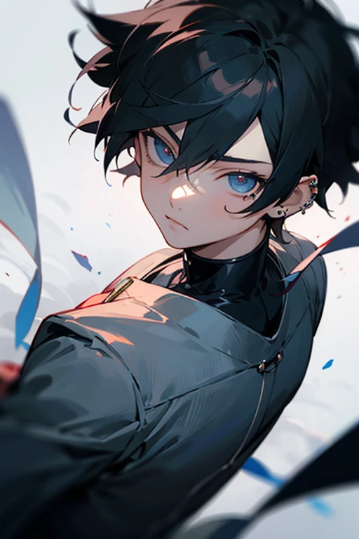Thin black-haired anime boy with piercing eyes. We played 7 minutes in heaven 
